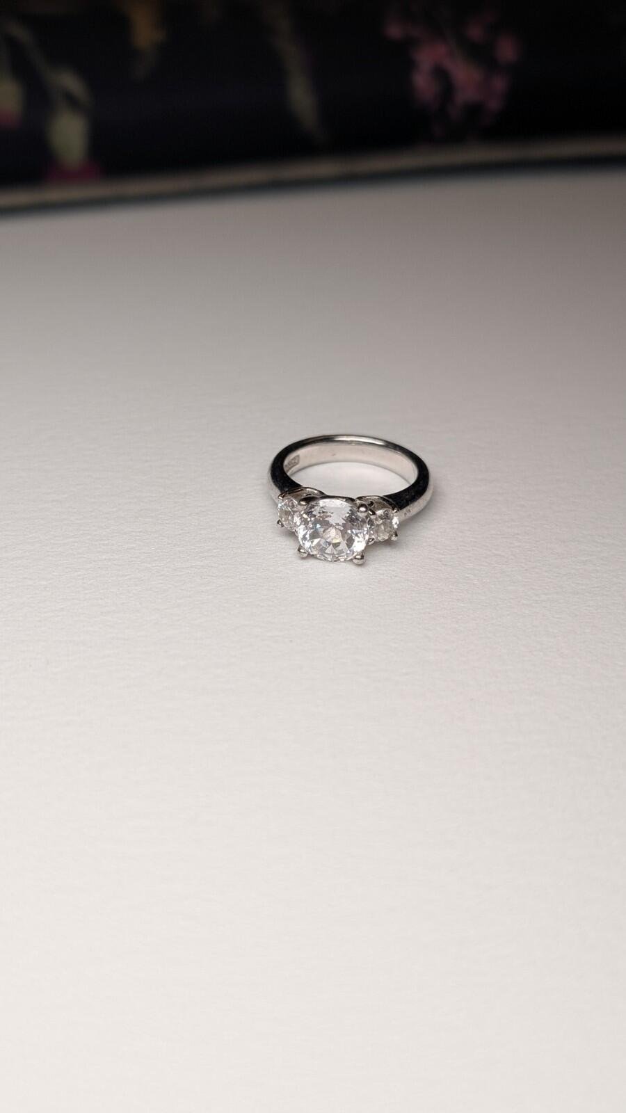 Vintage Sterling Silver DQCZ Clear Gemstone Ring | Size I 1/2 | 925 Silver - Image 5