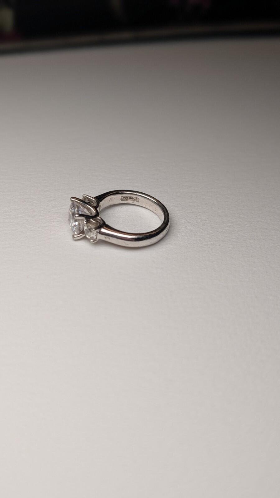 Vintage Sterling Silver DQCZ Clear Gemstone Ring | Size I 1/2 | 925 Silver - Image 6