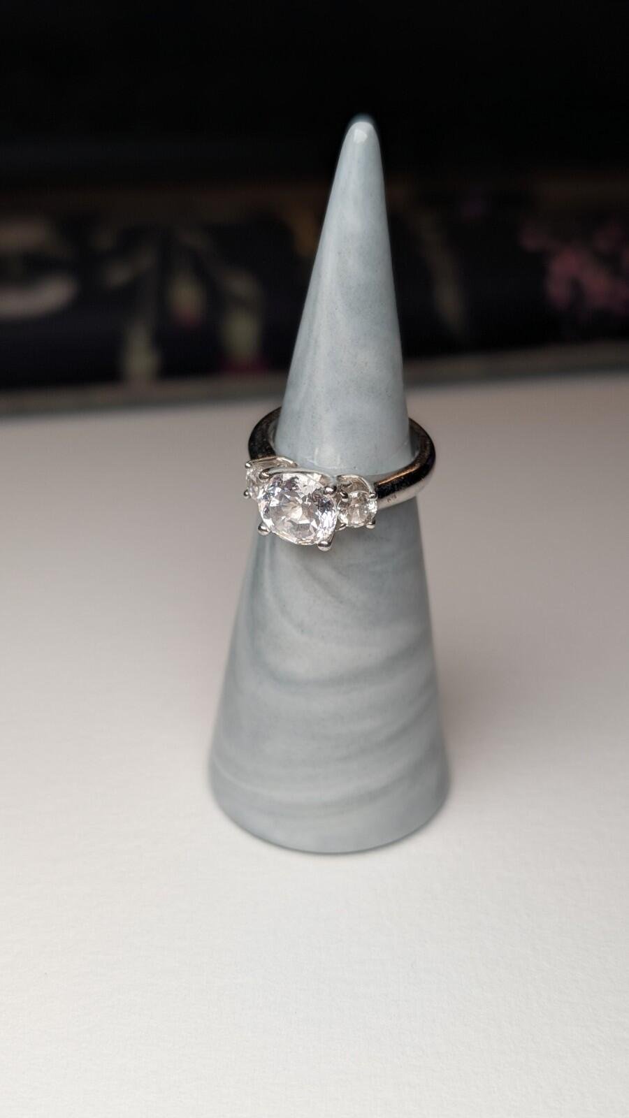 Vintage Sterling Silver DQCZ Clear Gemstone Ring | Size I 1/2 | 925 Silver - Image 7
