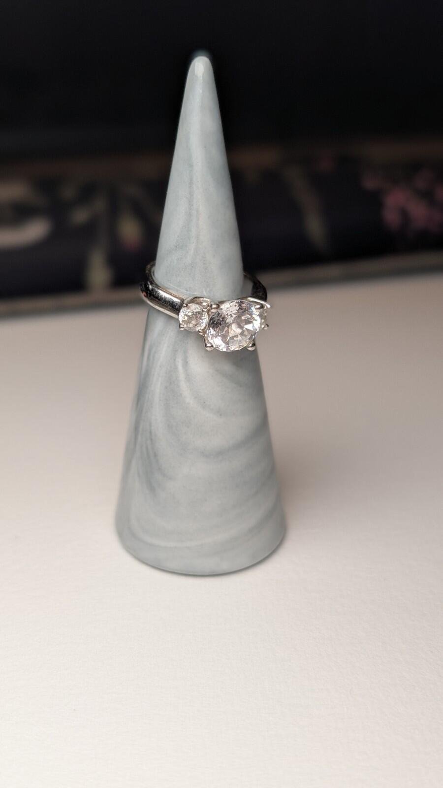 Vintage Sterling Silver DQCZ Clear Gemstone Ring | Size I 1/2 | 925 Silver - Image 8