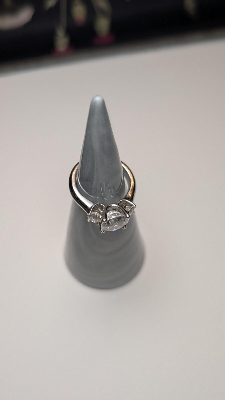 Vintage Sterling Silver DQCZ Clear Gemstone Ring | Size I 1/2 | 925 Silver - Image 11