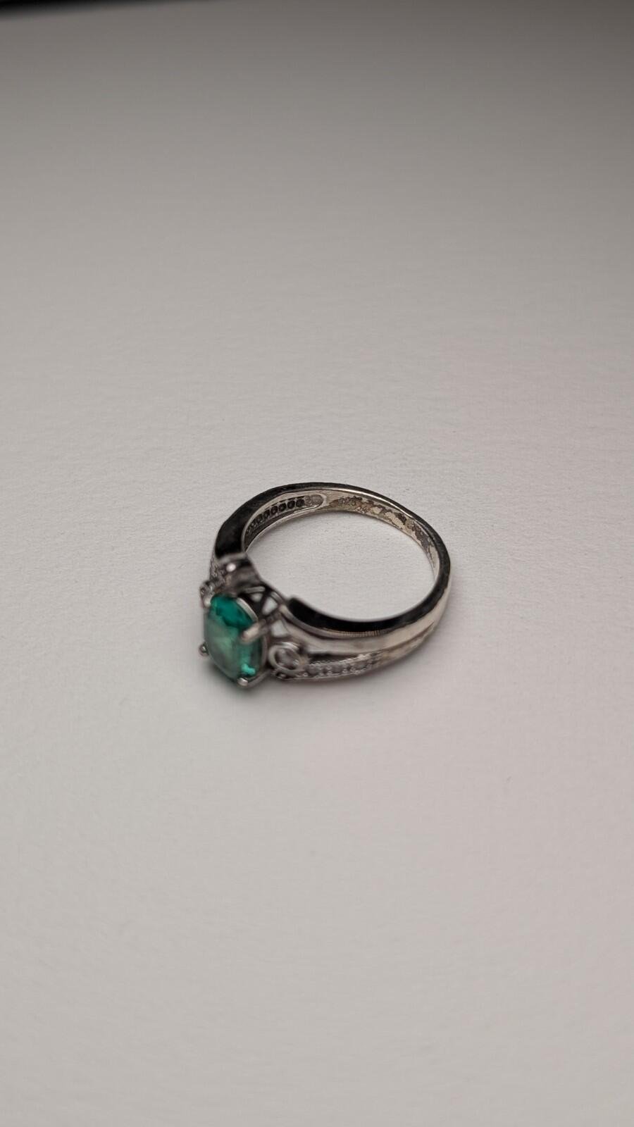 Vintage Sterling Silver Green CZ Gemstone Ring | Size L | 925 Silver - Image 4