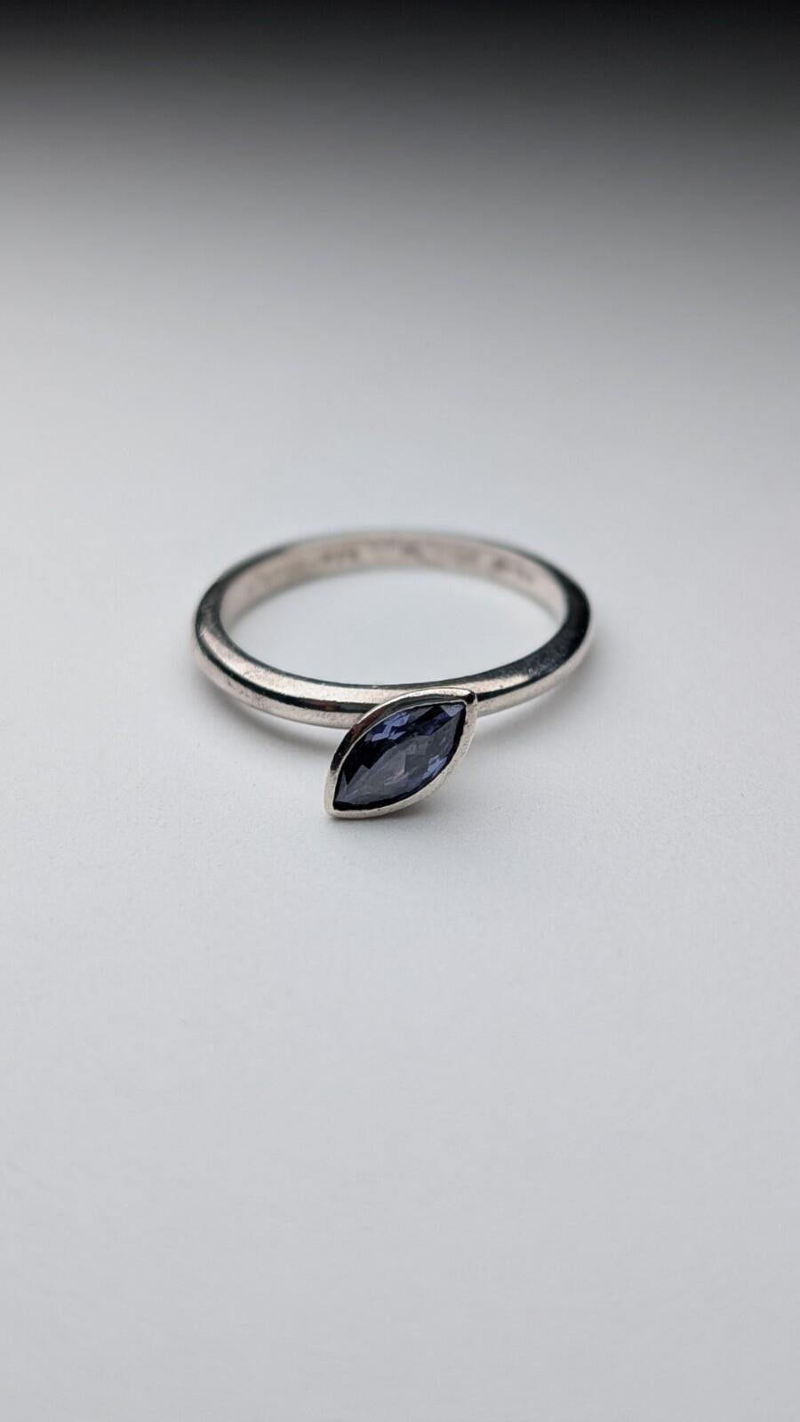 Vintage Sterling Silver Tanzanite Gemstone Ring | Size Q 1/2 | 925 Silver