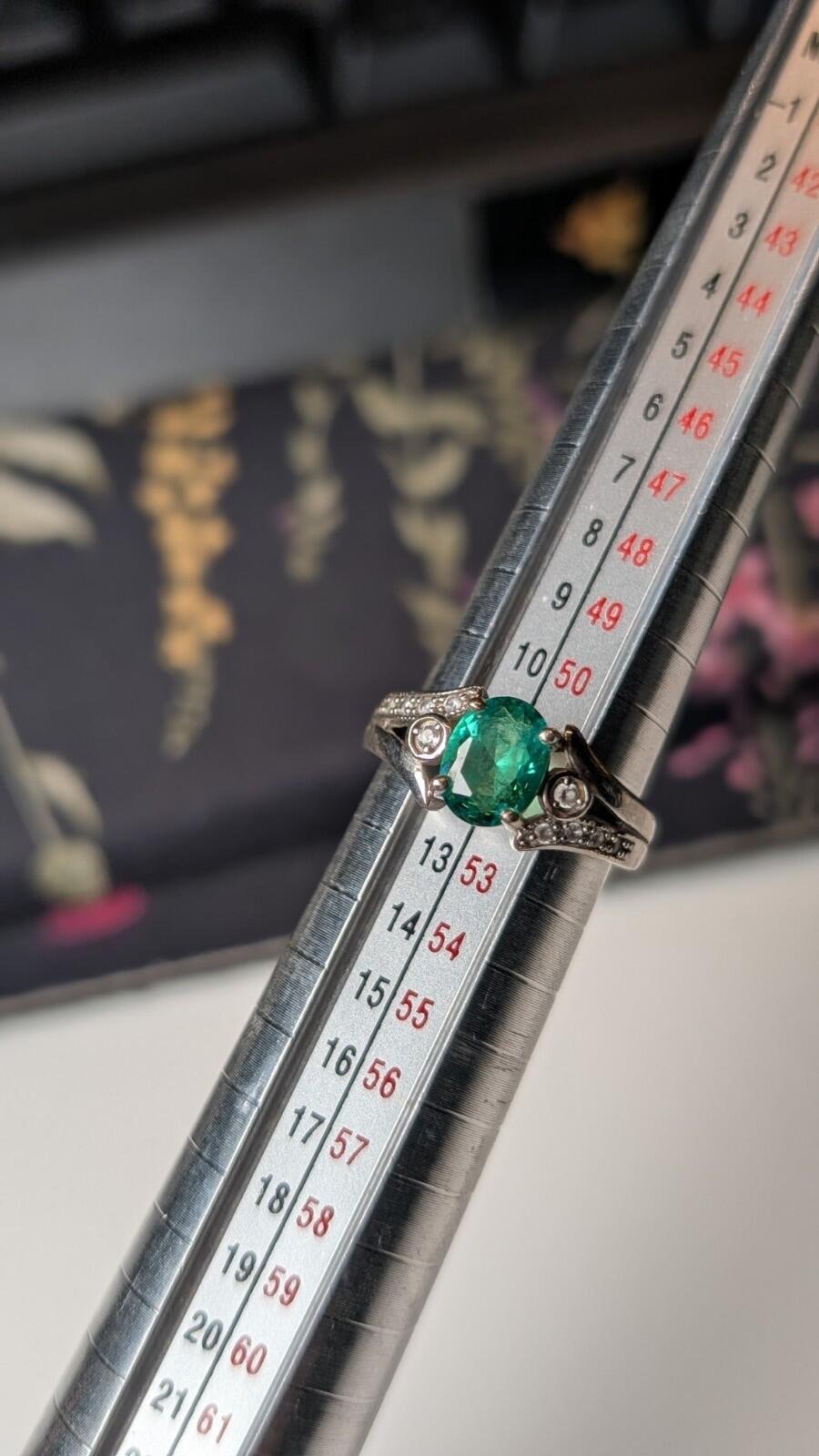 Vintage Sterling Silver Green CZ Gemstone Ring | Size L | 925 Silver - Image 11