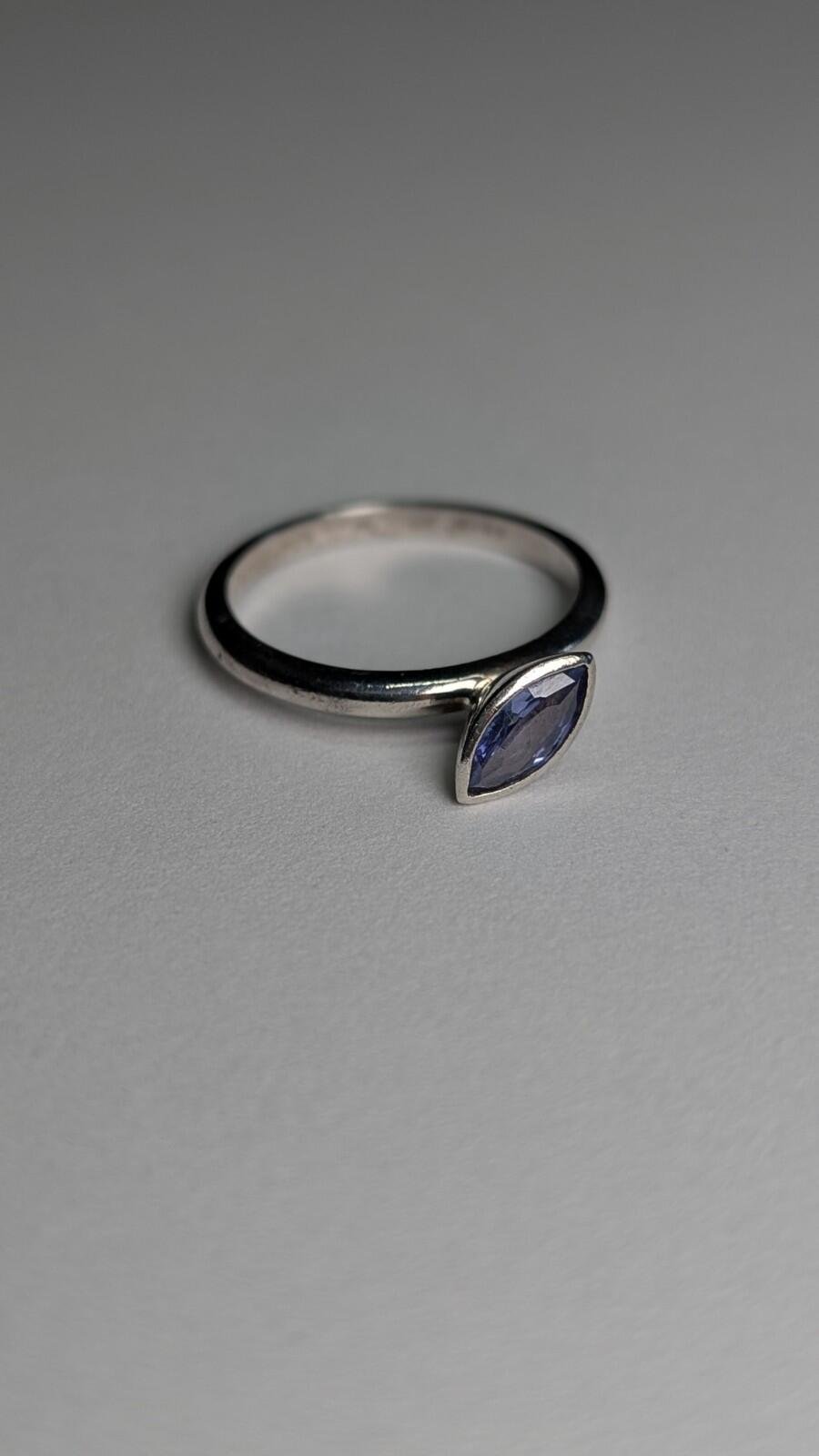 Vintage Sterling Silver Tanzanite Gemstone Ring | Size Q 1/2 | 925 Silver - Image 2