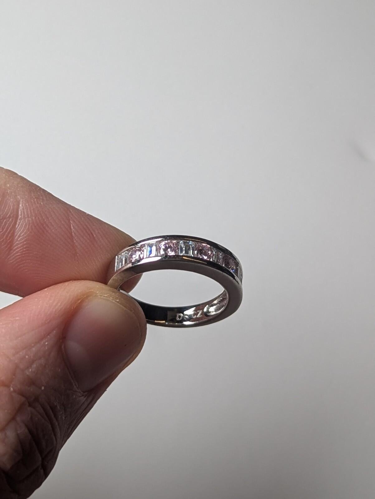 Vintage Sterling Silver Pink And Clear DQCZ Gemstones Ring | Size J 1/2 | 925 - Image 4
