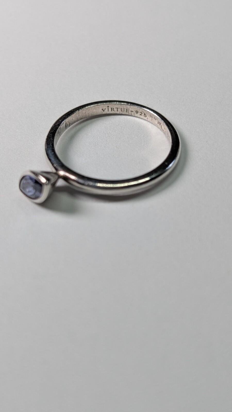 Vintage Sterling Silver Tanzanite Gemstone Ring | Size Q 1/2 | 925 Silver - Image 3