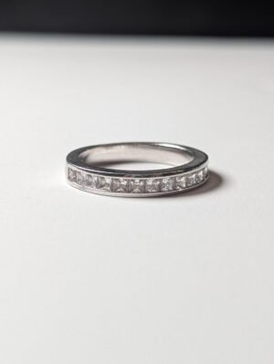 Vintage Sterling Silver CZ Row Gemstones Ring | K 1/2 | 925 Silver