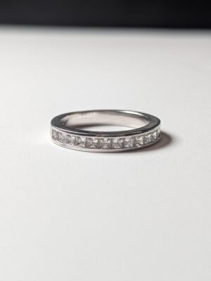 Vintage Sterling Silver CZ Row Gemstones Ring | K 1/2 | 925 Silver