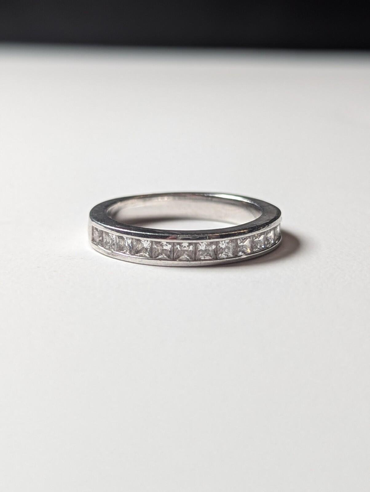 Vintage Sterling Silver CZ Row Gemstones Ring | K 1/2 | 925 Silver