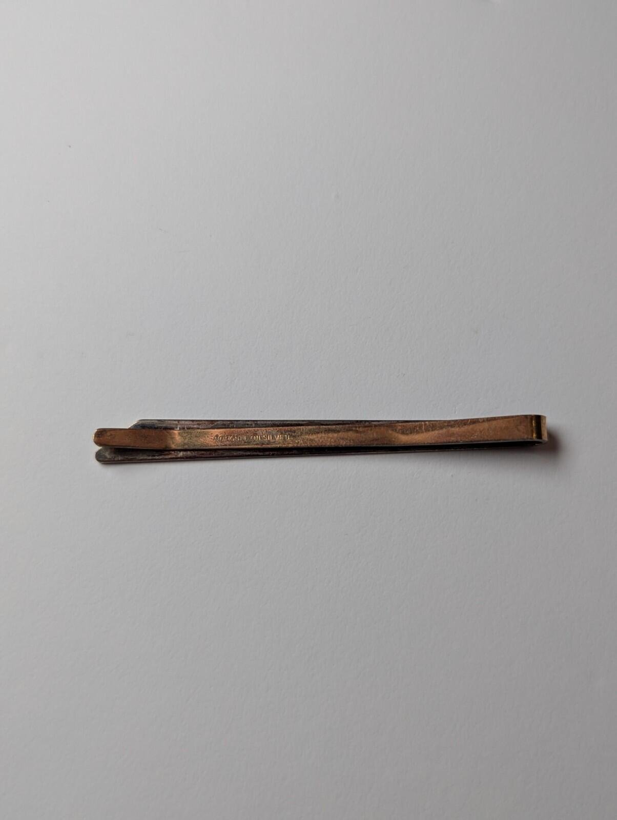 Vintage Sterling Silver 9ct Gold on Silver Men's Tie Clip | 925 Silver Tie Clip - Image 4