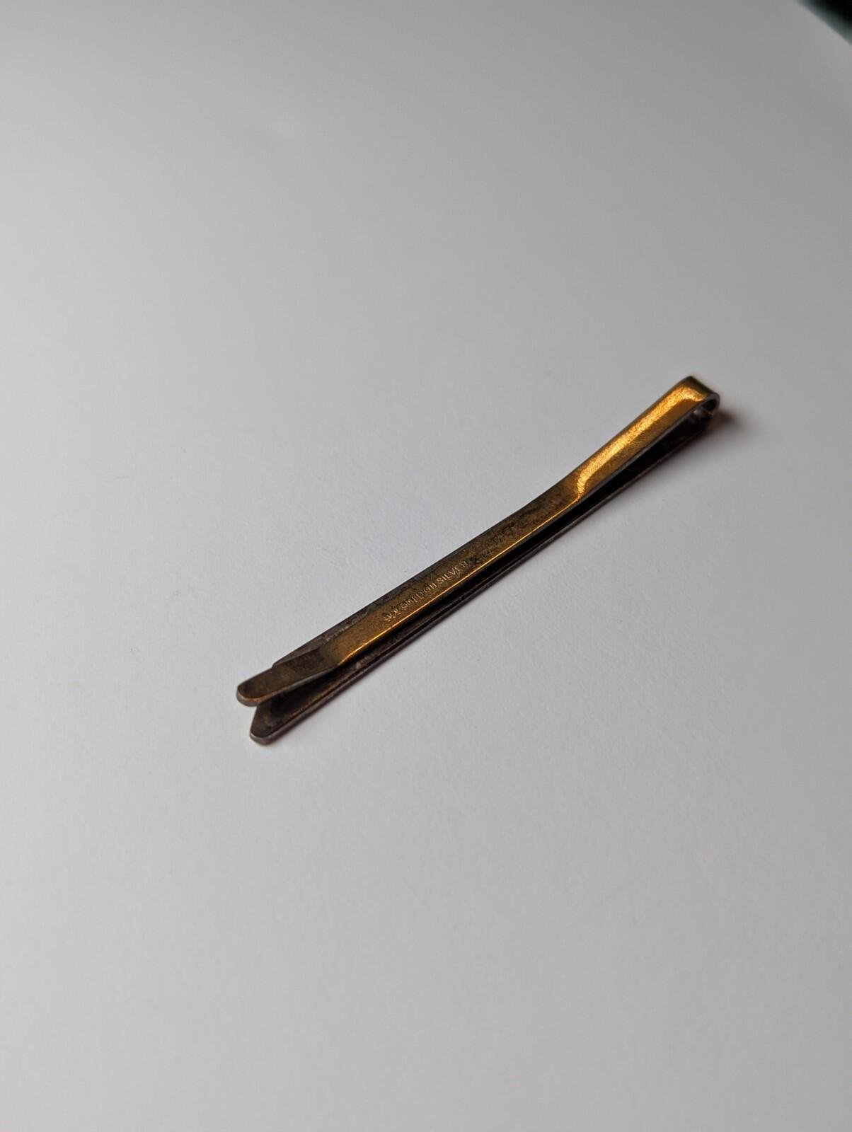 Vintage Sterling Silver 9ct Gold on Silver Men's Tie Clip | 925 Silver Tie Clip - Image 6