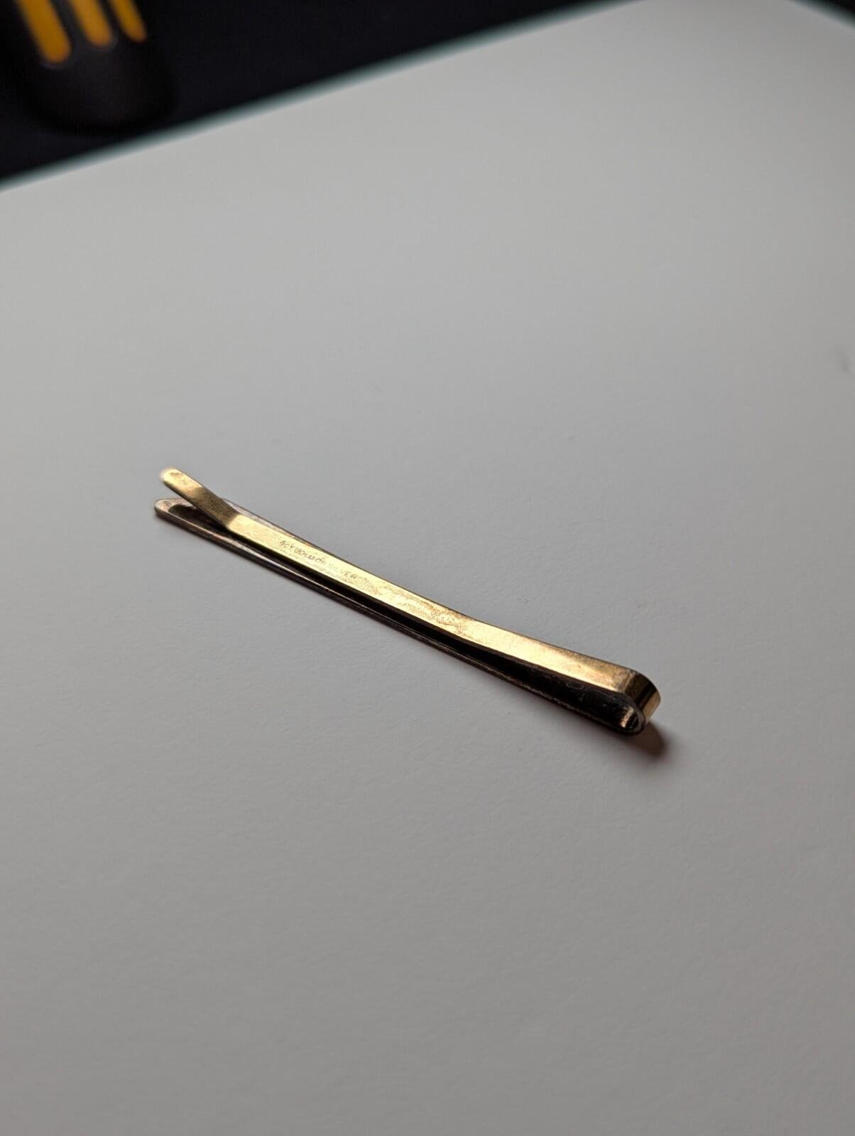 Vintage Sterling Silver 9ct Gold on Silver Men's Tie Clip | 925 Silver Tie Clip - Image 9