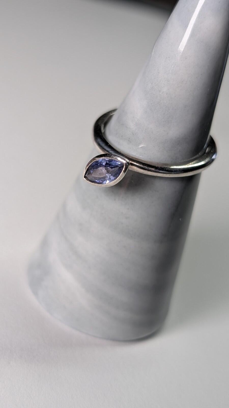 Vintage Sterling Silver Tanzanite Gemstone Ring | Size Q 1/2 | 925 Silver - Image 6
