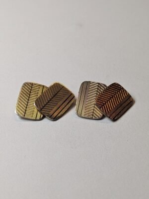 Vintage 9ct Gold On Sterling Silver Men's Rectangle Chain Link Cufflinks | 925