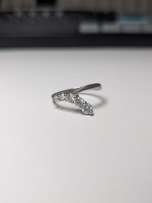 Vintage Sterling Silver 5 DQCZ Gemstone Branch Row Ring | Size S 1/2 | 925
