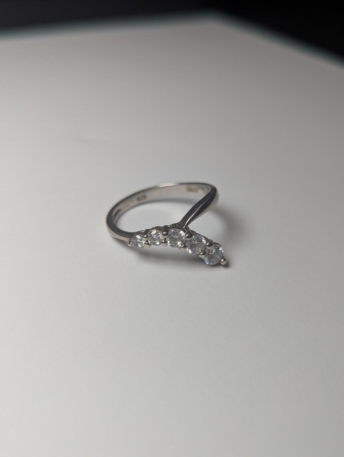 Vintage Sterling Silver 5 DQCZ Gemstone Branch Row Ring | Size S 1/2 | 925 - Image 2