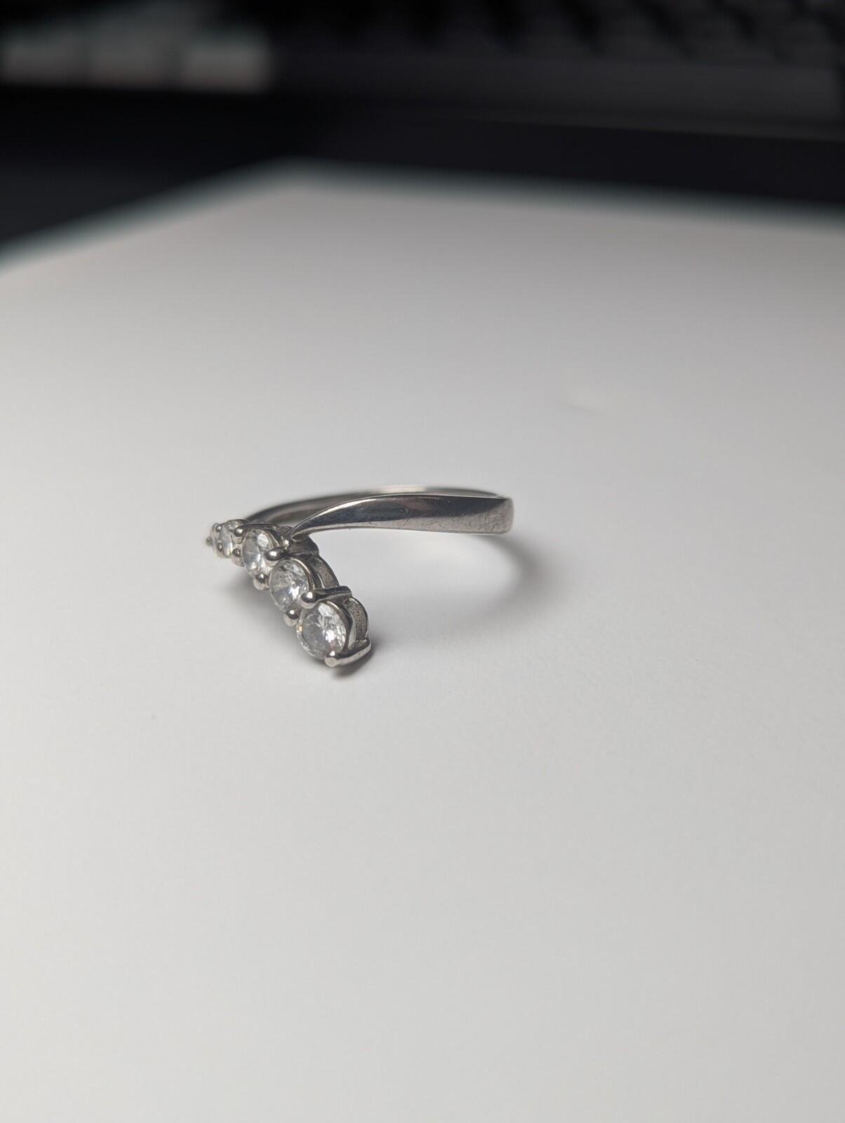 Vintage Sterling Silver 5 DQCZ Gemstone Branch Row Ring | Size S 1/2 | 925 - Image 3