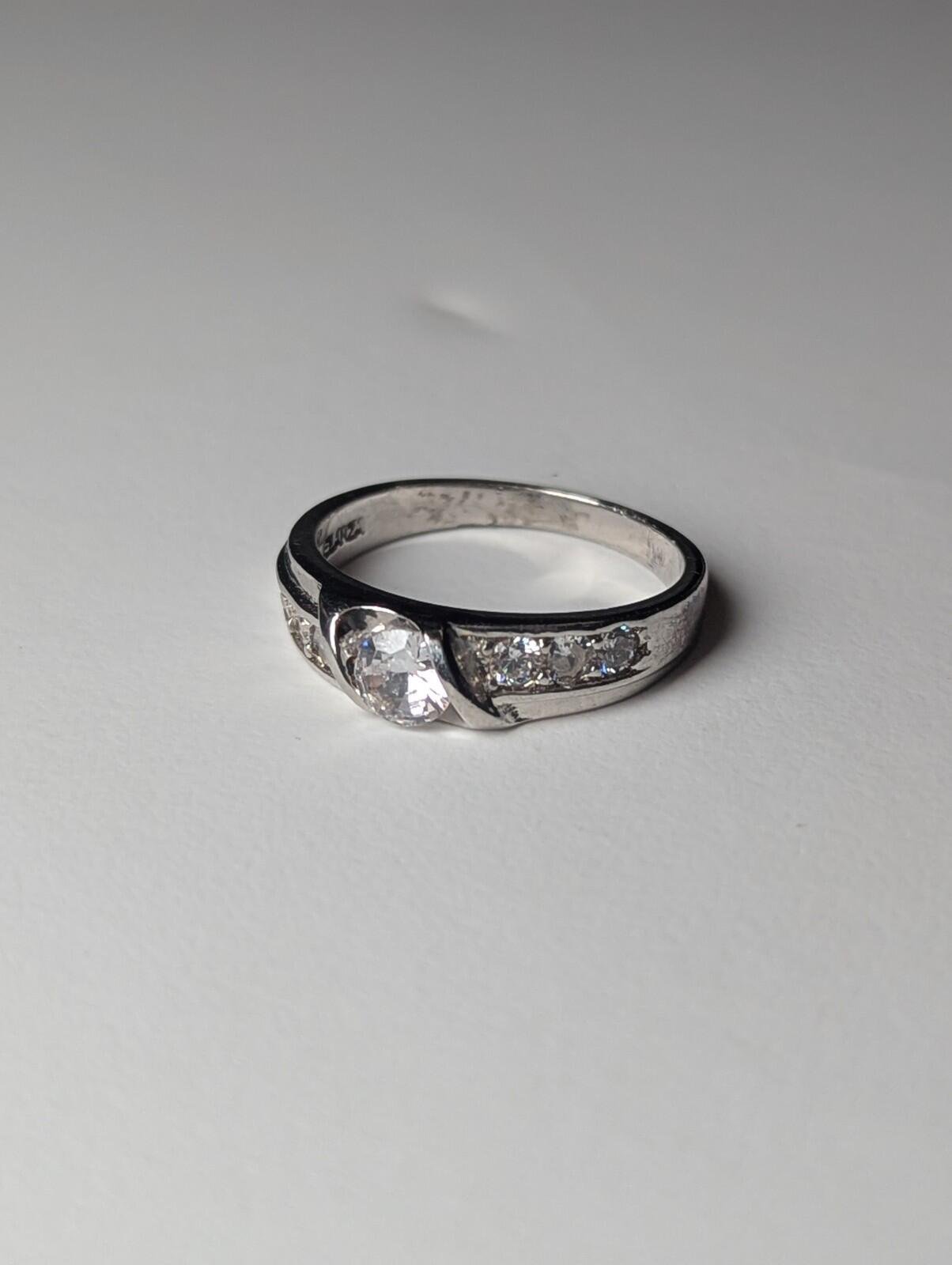 Vintage Sterling Silver Clear CZ Gemstone Elanza Ring | Size O 1/2 | 925 Silver - Image 2