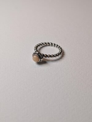 Genuine Sterling Silver Pandora Pink Opal October Birthstone Ring | Size I 1/2