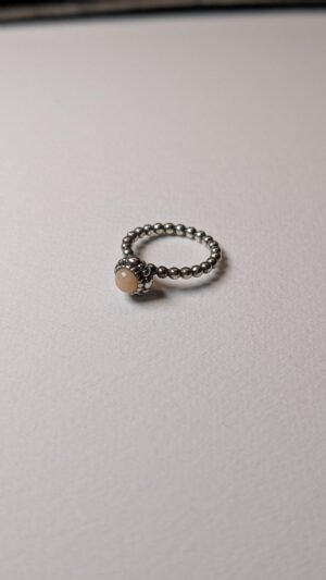 Genuine Sterling Silver Pandora Pink Opal October Birthstone Ring | Size I 1/2