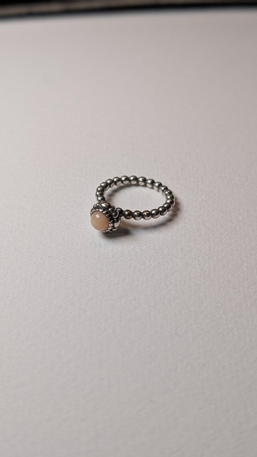 Genuine Sterling Silver Pandora Pink Opal October Birthstone Ring | Size I 1/2