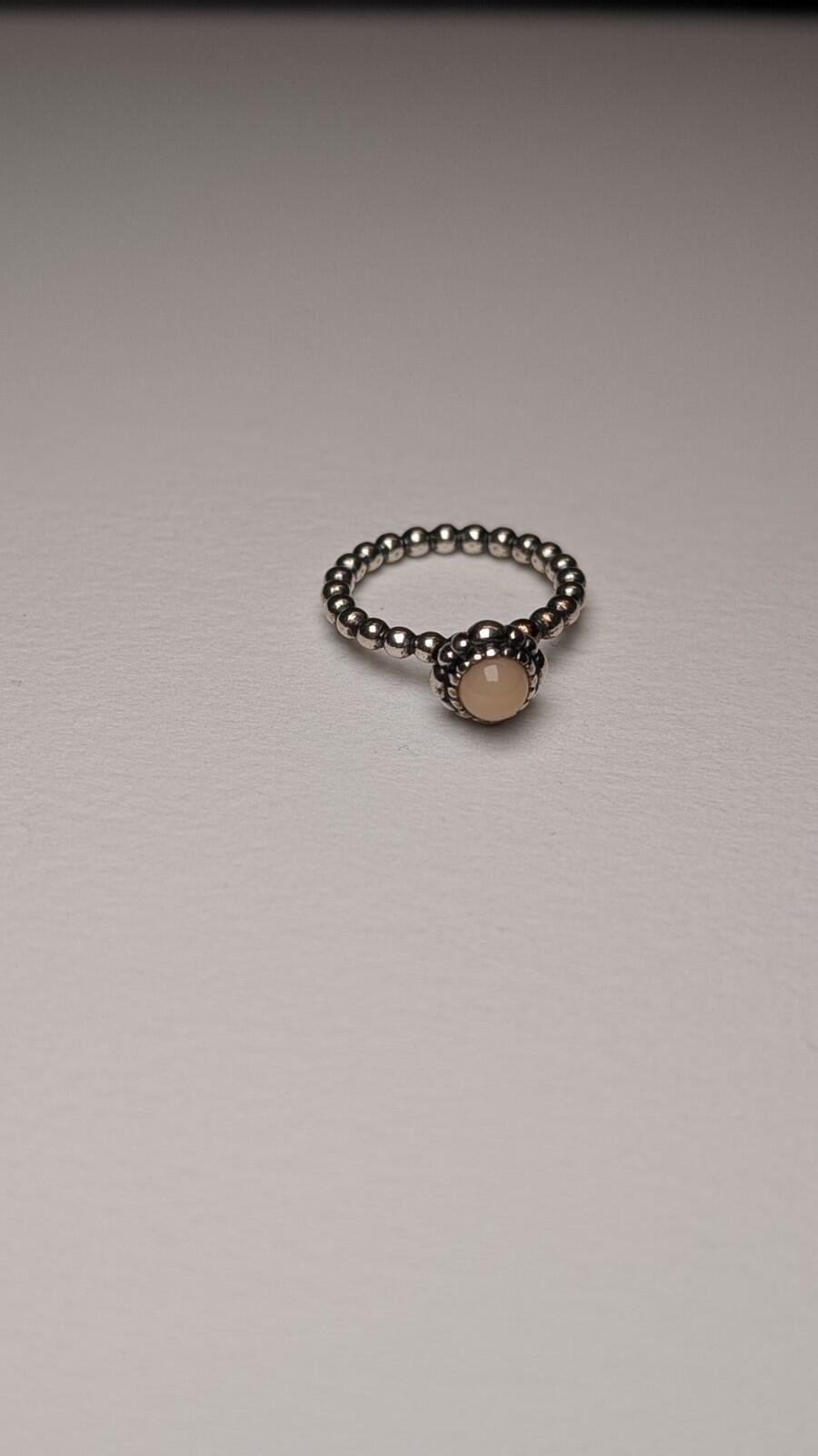 Genuine Sterling Silver Pandora Pink Opal October Birthstone Ring | Size I 1/2 - Image 2
