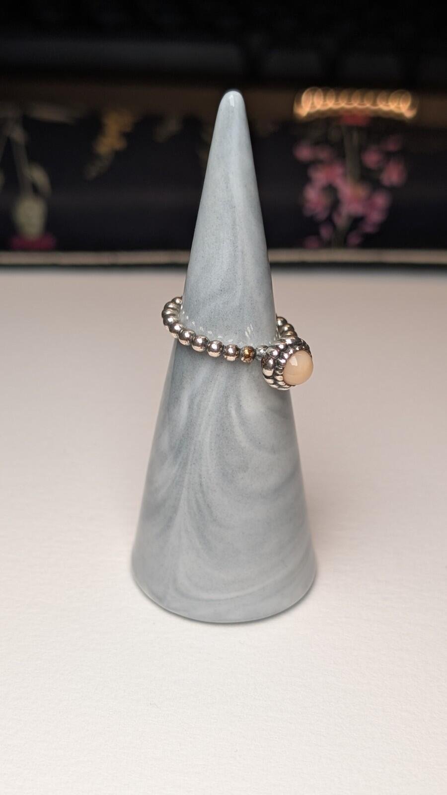 Genuine Sterling Silver Pandora Pink Opal October Birthstone Ring | Size I 1/2 - Image 3