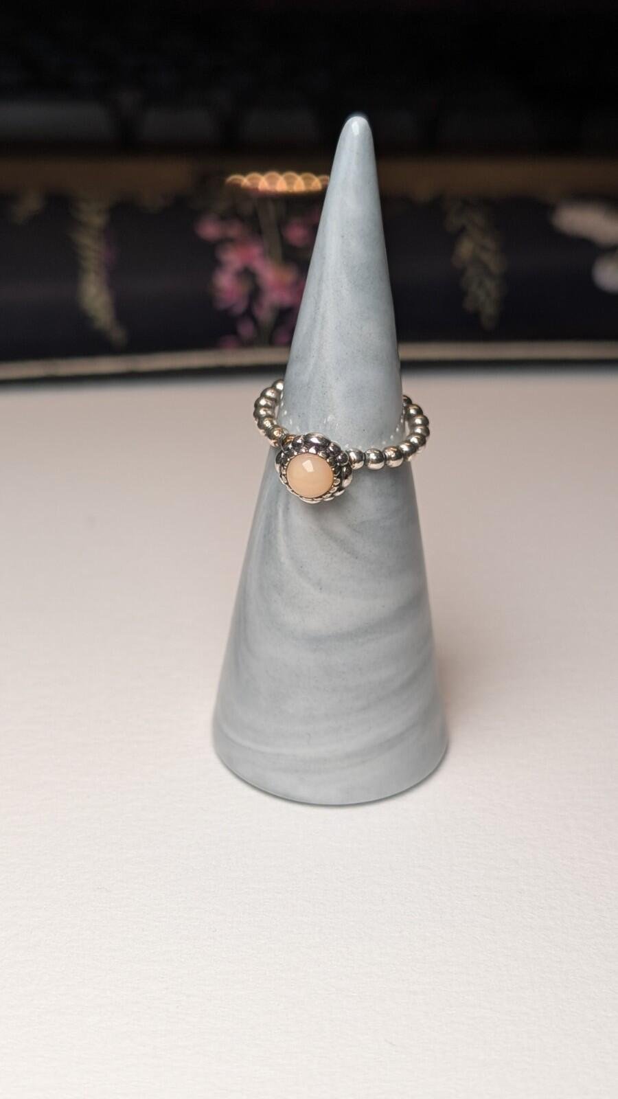 Genuine Sterling Silver Pandora Pink Opal October Birthstone Ring | Size I 1/2 - Image 4