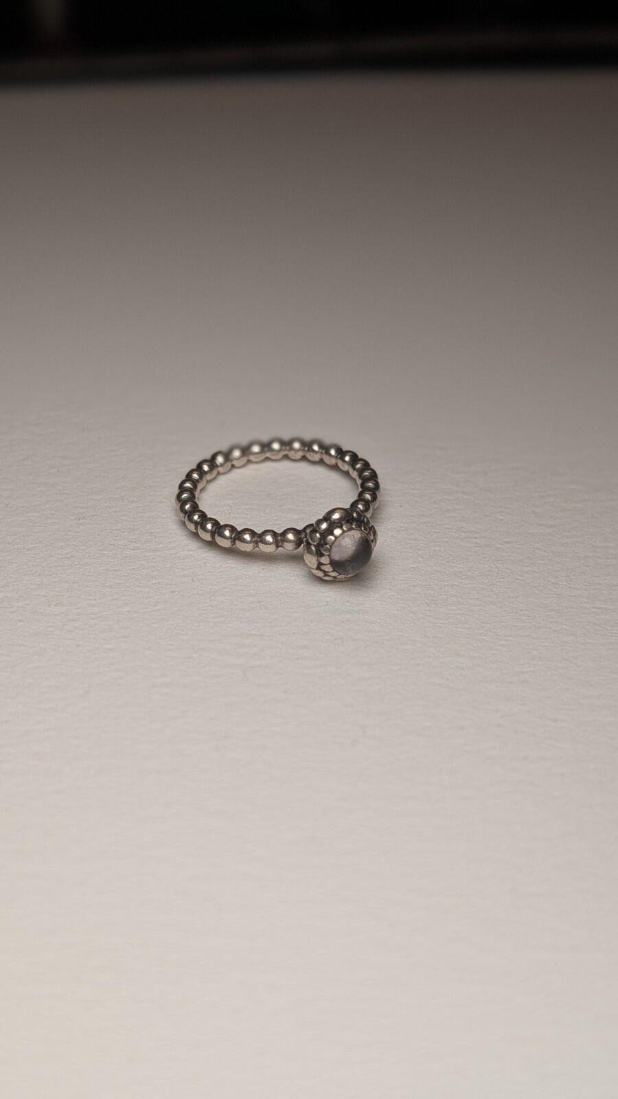 Genuine Sterling Silver Pandora April Crystal Birthstone Ring | Size N | S925 - Image 3