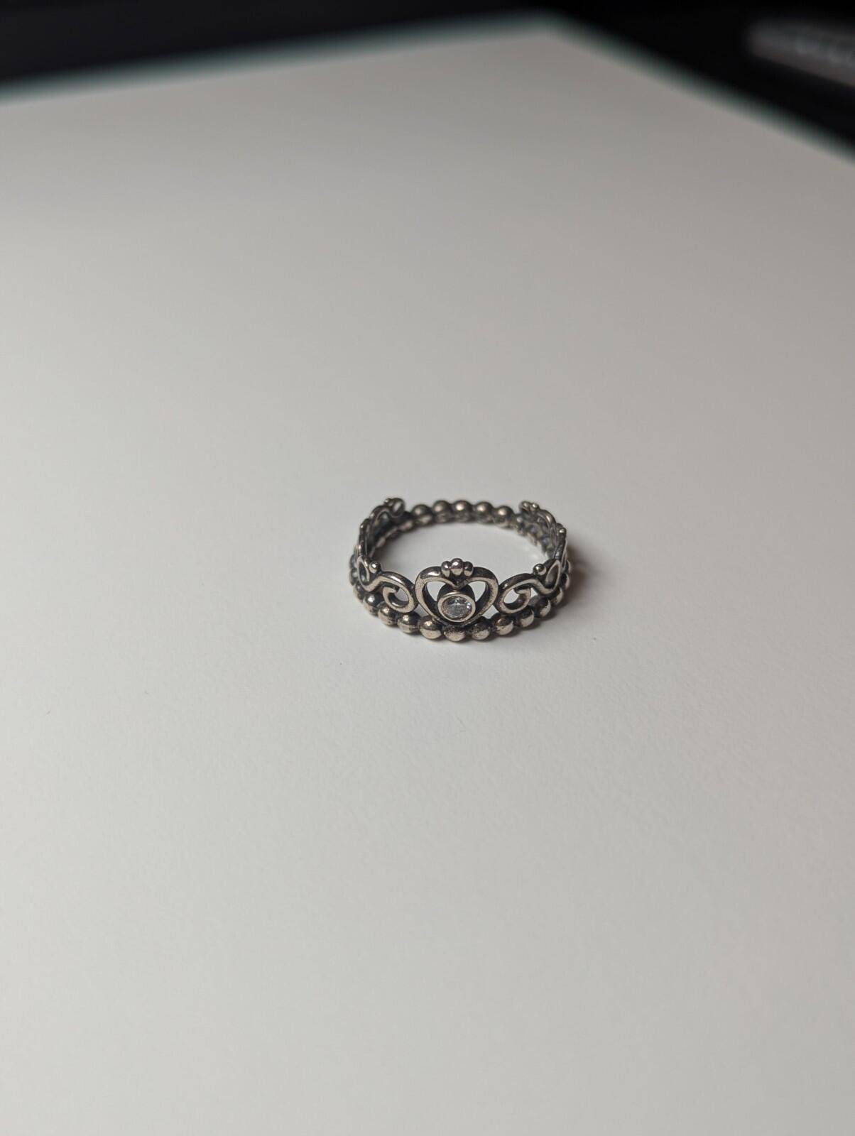 Genuine Sterling Silver Pandora Princess Tiara CZ Stacking Ring | Size N | S925