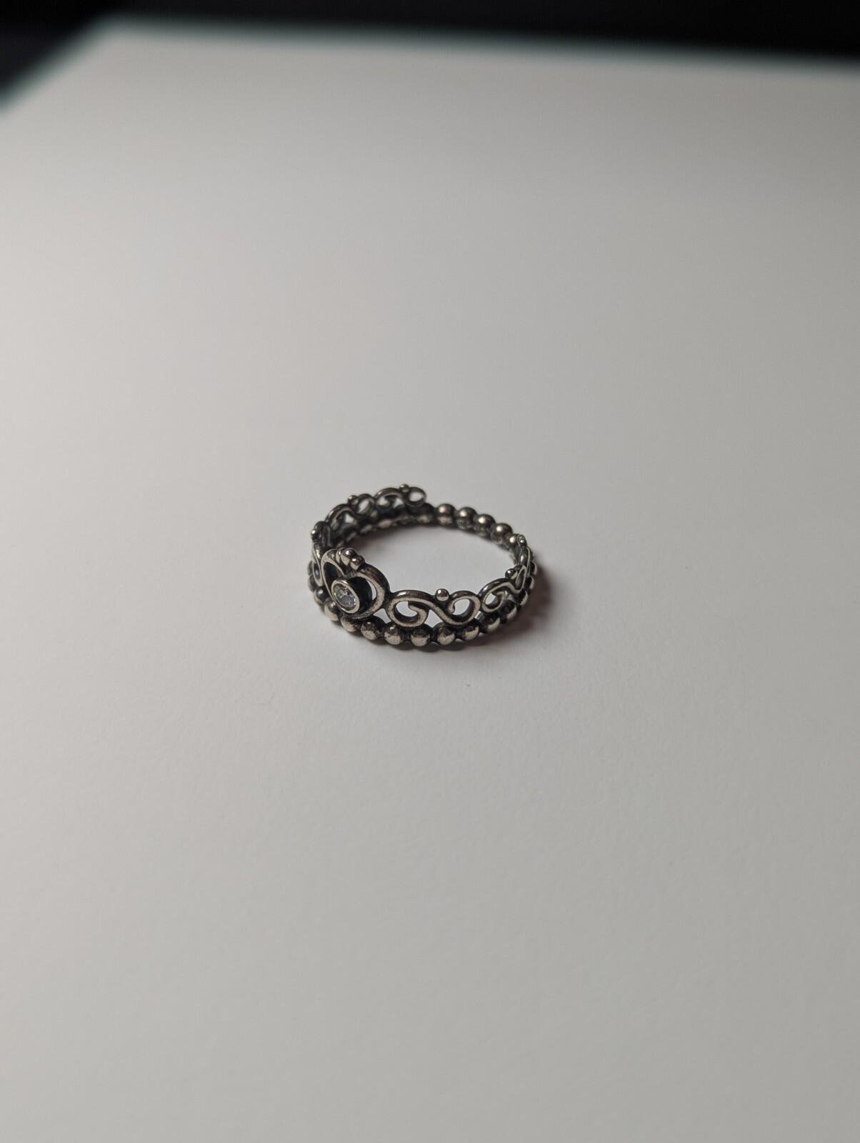 Genuine Sterling Silver Pandora Princess Tiara CZ Stacking Ring | Size N | S925 - Image 3