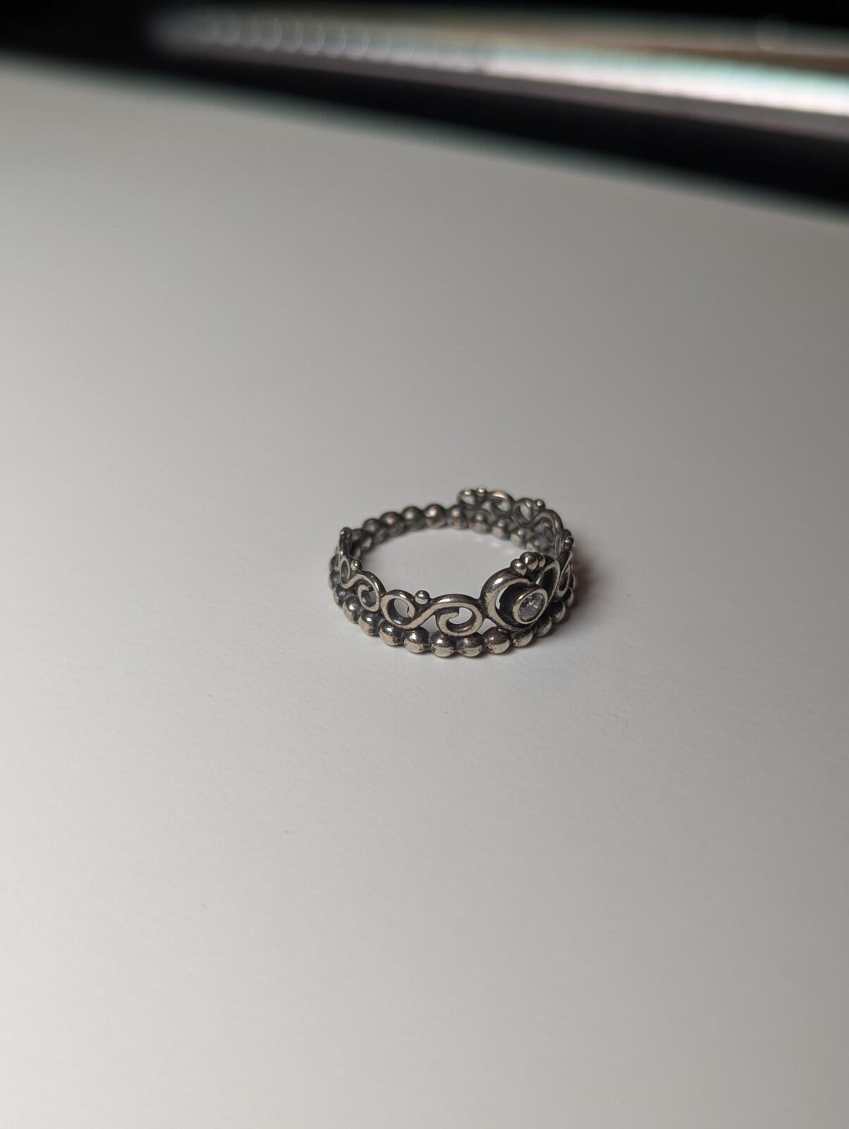 Genuine Sterling Silver Pandora Princess Tiara CZ Stacking Ring | Size N | S925 - Image 4