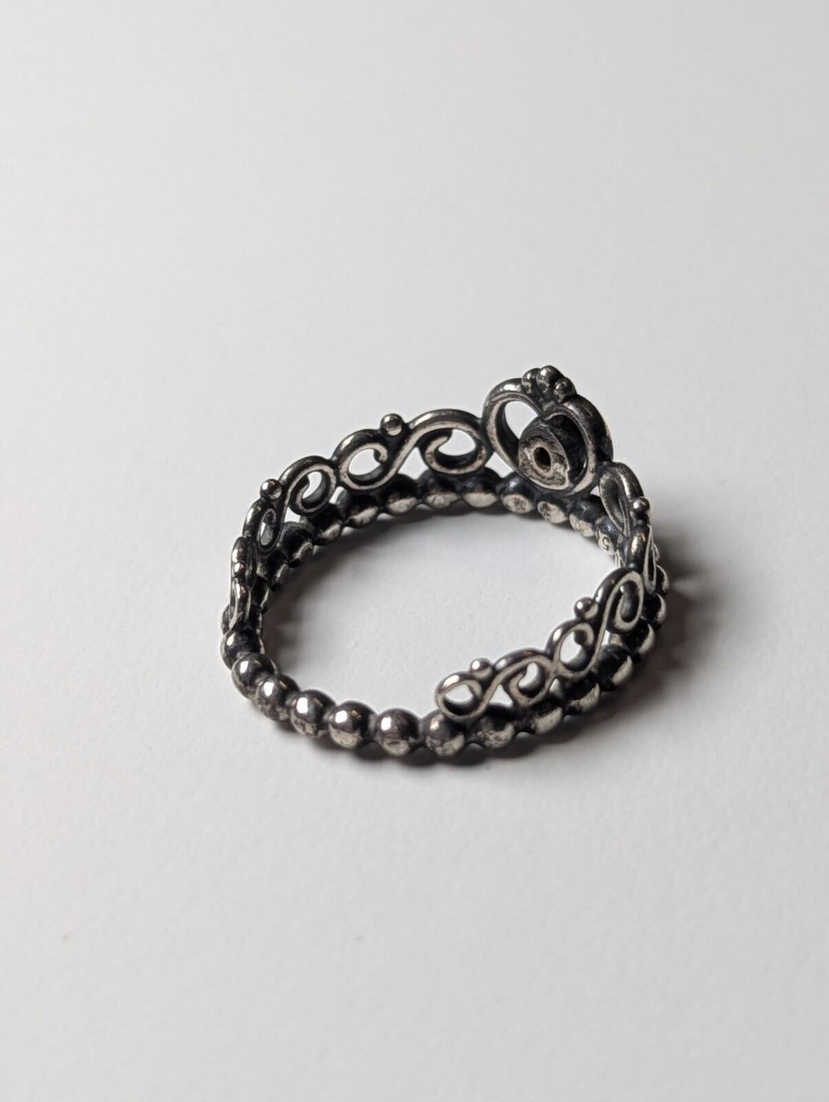 Genuine Sterling Silver Pandora Princess Tiara CZ Stacking Ring | Size N | S925 - Image 6