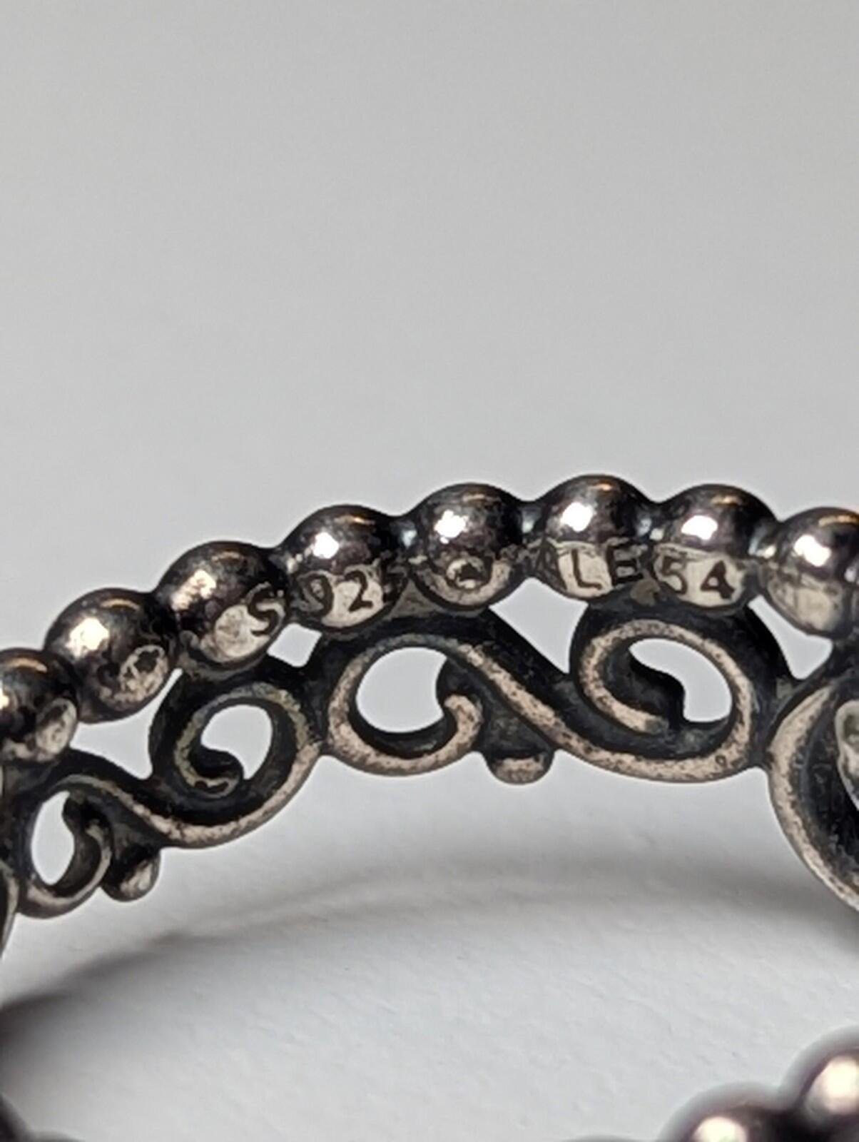 Genuine Sterling Silver Pandora Princess Tiara CZ Stacking Ring | Size N | S925 - Image 7