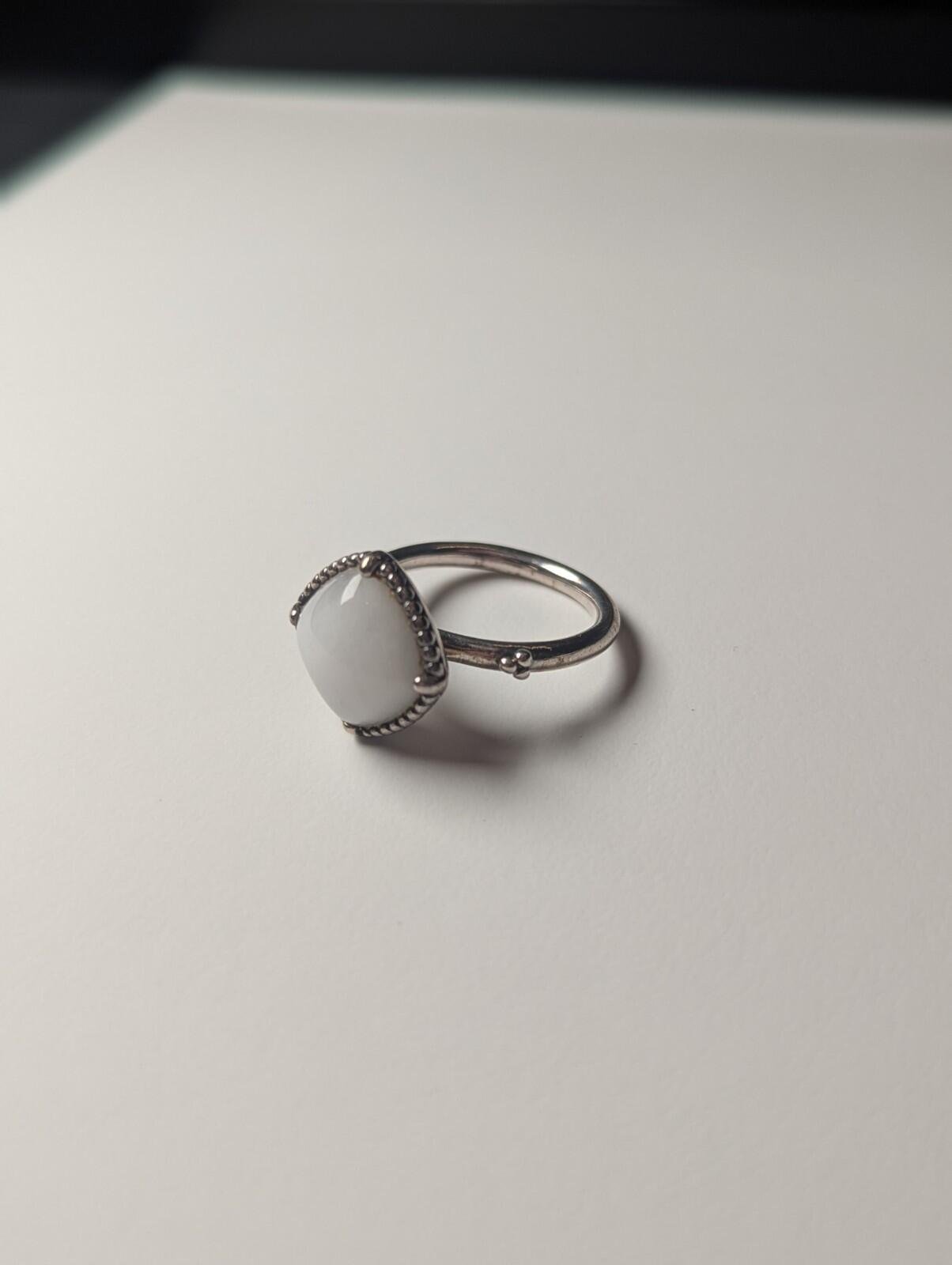 Genuine Sterling Silver Pandora Pure Radiance White Quartzite Ring | Size Q 1/2