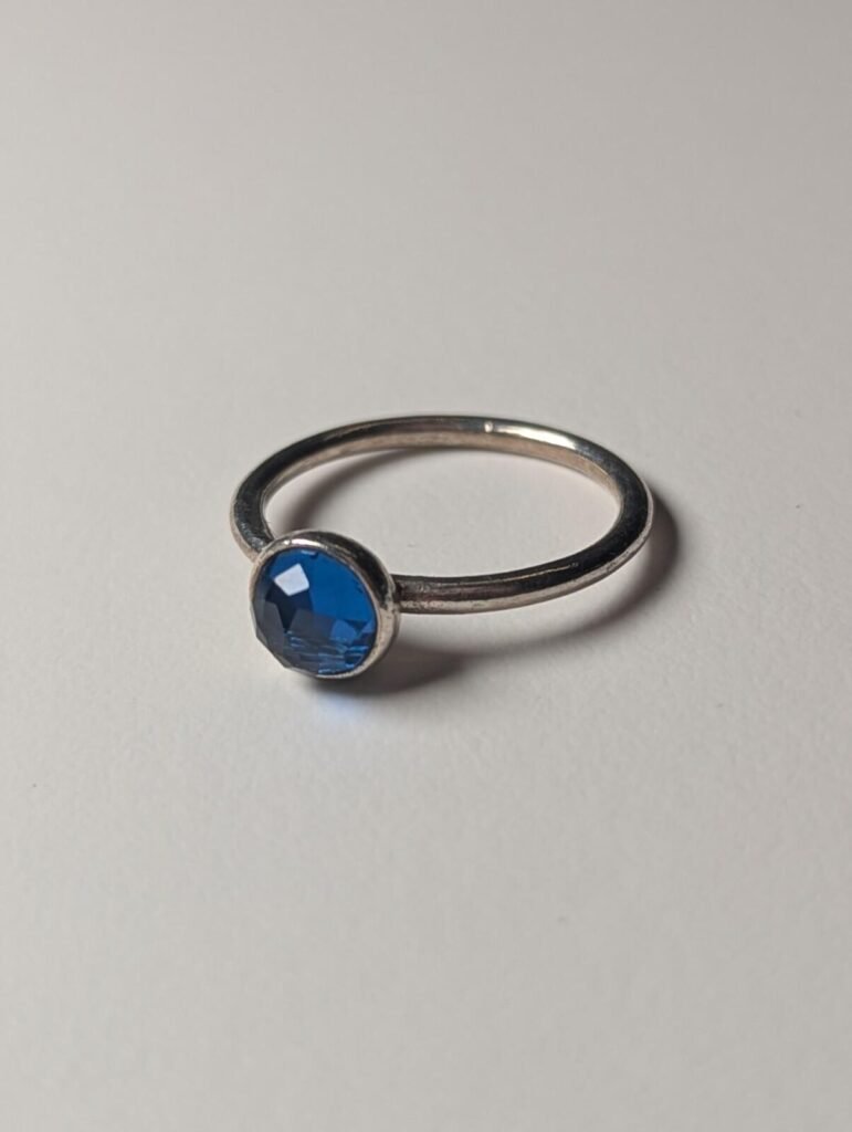 Genuine Sterling Silver Pandora Blue Gemstone December Droplet Ring | Size L