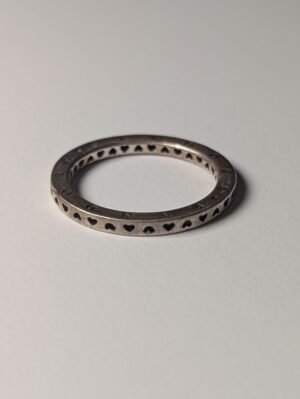 Genuine Sterling Silver Pandora Openwork Hearts Ring | Size N | S925 ALE Silver