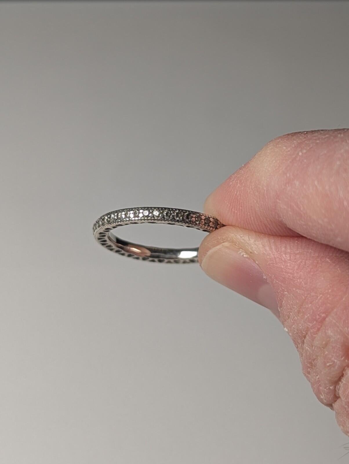 Genuine Sterling Silver Pandora CZ Gemstones Heart Ring | Size O 1/2 | S925 ALE - Image 5