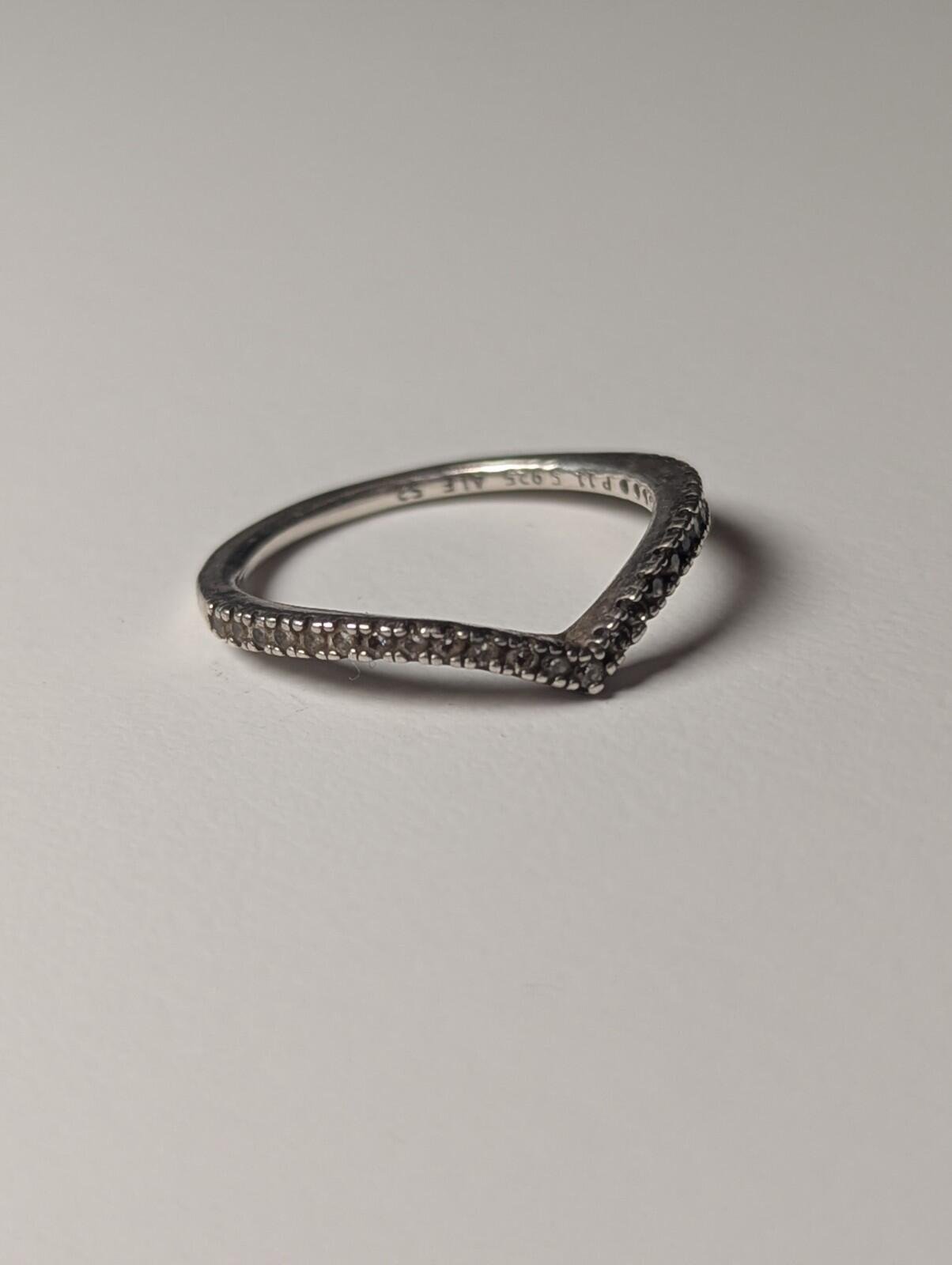 Genuine Sterling Silver Pandora CZ Wishbone Tiara Ring | Size L 1/2 | S925