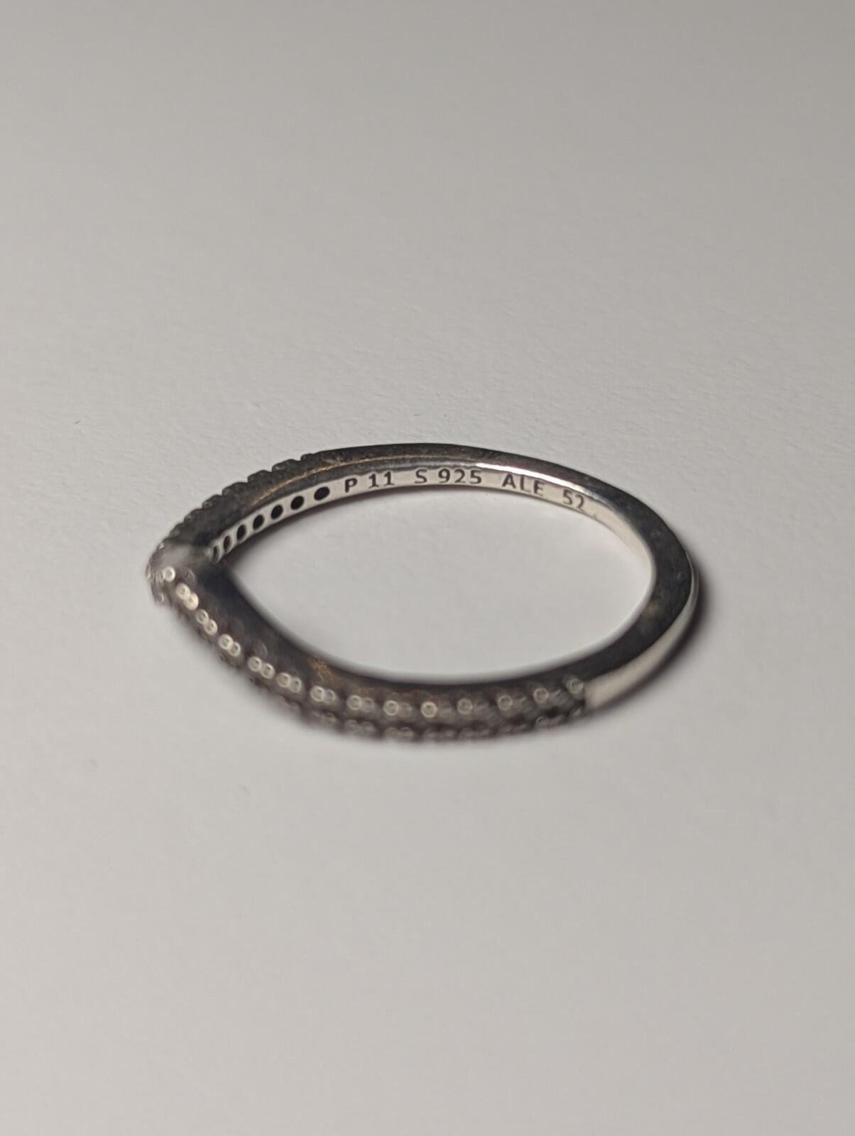 Genuine Sterling Silver Pandora CZ Wishbone Tiara Ring | Size L 1/2 | S925 - Image 3
