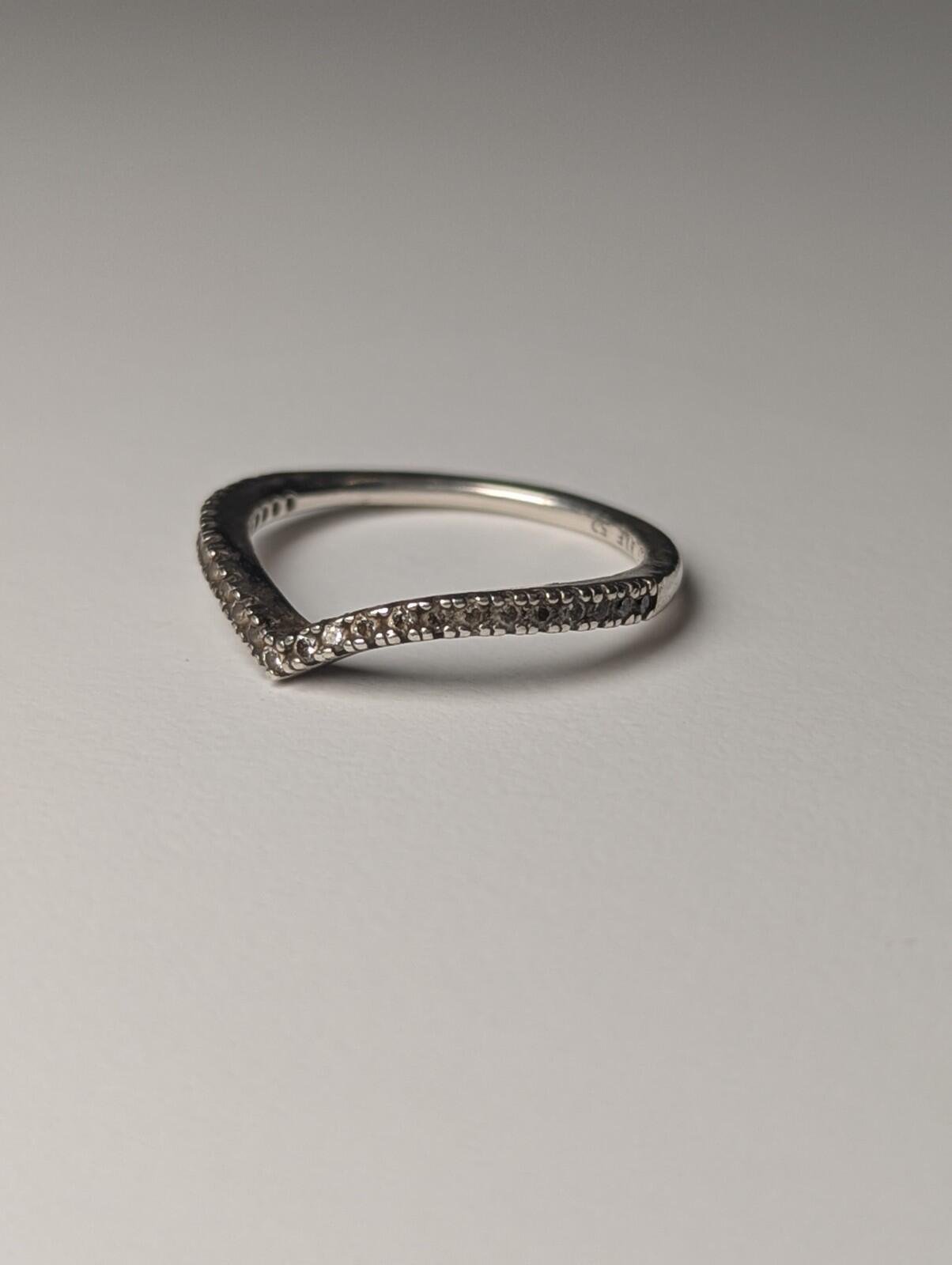 Genuine Sterling Silver Pandora CZ Wishbone Tiara Ring | Size L 1/2 | S925 - Image 4