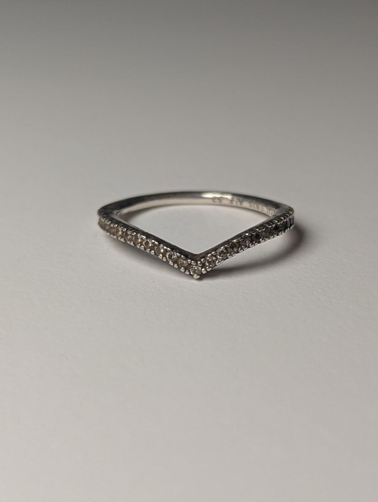 Genuine Sterling Silver Pandora CZ Wishbone Tiara Ring | Size L 1/2 | S925 - Image 5