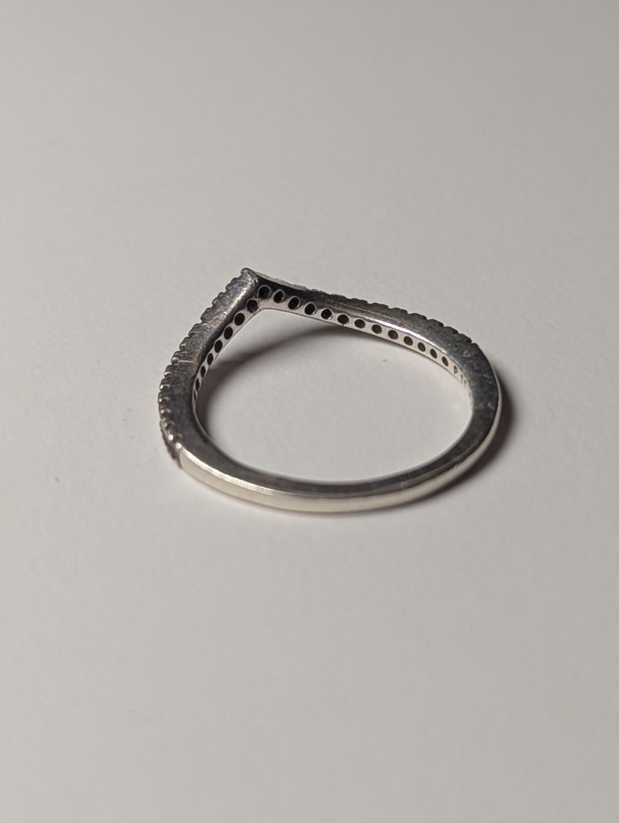 Genuine Sterling Silver Pandora CZ Wishbone Tiara Ring | Size L 1/2 | S925 - Image 7