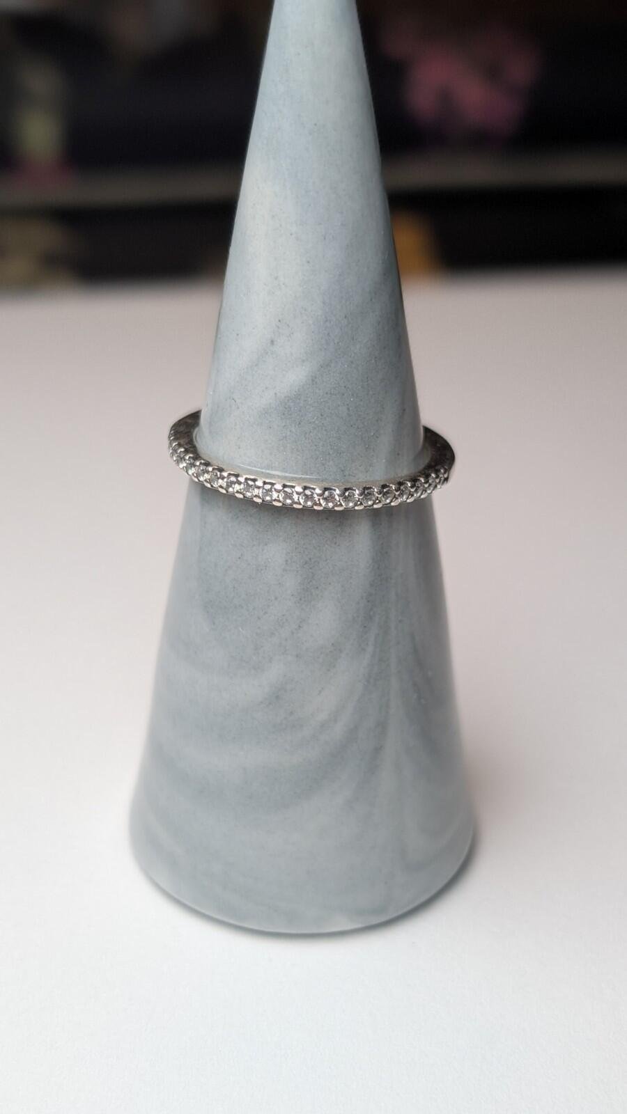 Genuine Pandora Sterling Silver Clear CZ Stones Ring | Size P | S925 Silver