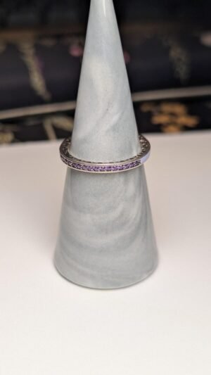 Genuine Sterling Silver Pandora Lavendar Radiant Hearts Ring | Size Q 1/2 |  ALE