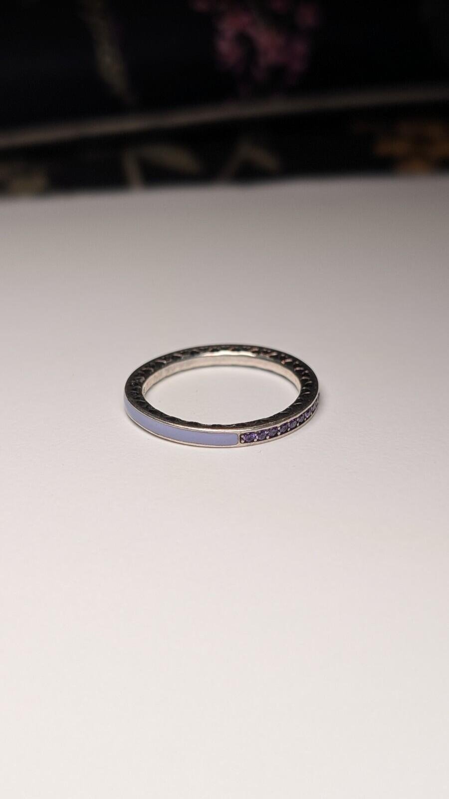 Genuine Sterling Silver Pandora Lavendar Radiant Hearts Ring | Size Q 1/2 | ALE - Image 2