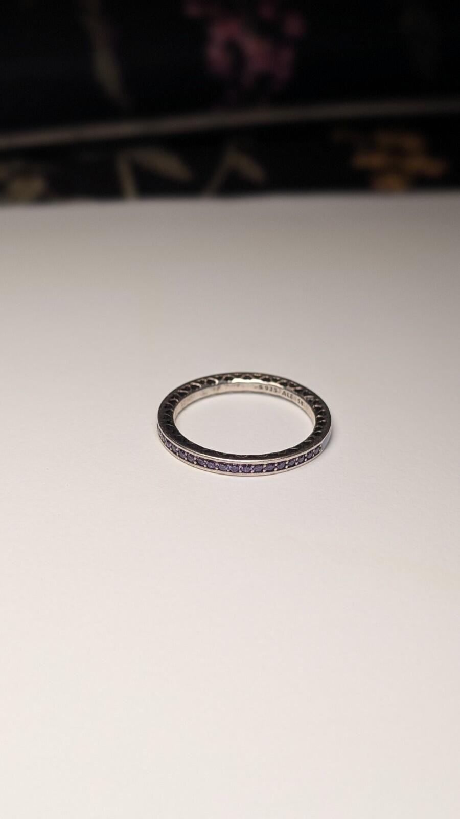 Genuine Sterling Silver Pandora Lavendar Radiant Hearts Ring | Size Q 1/2 | ALE - Image 3