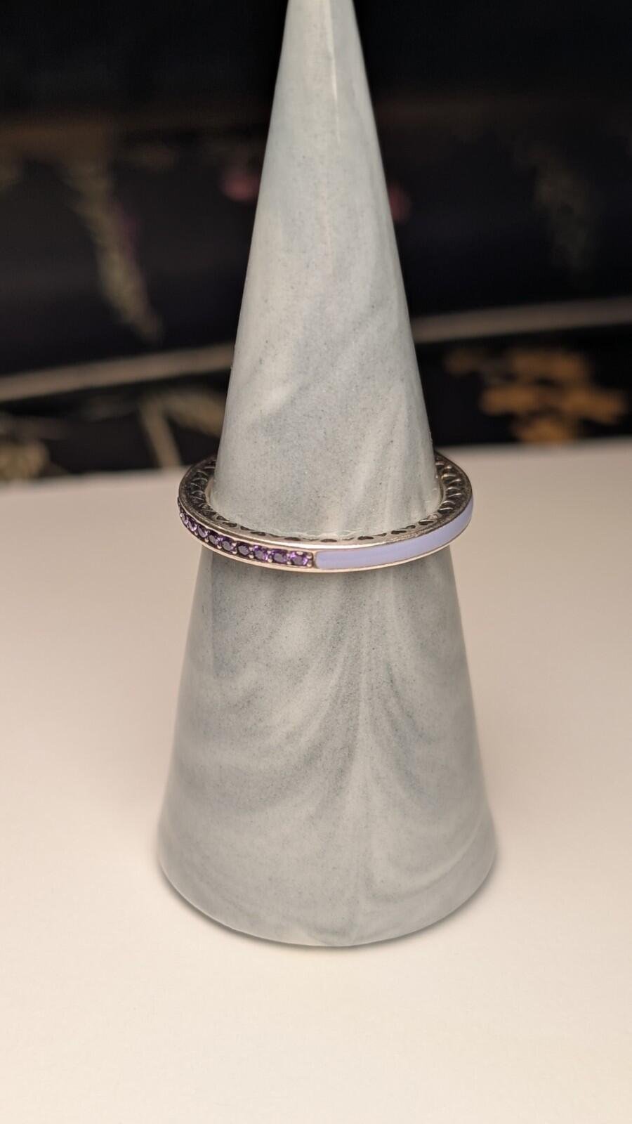 Genuine Sterling Silver Pandora Lavendar Radiant Hearts Ring | Size Q 1/2 | ALE - Image 7