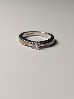 Vintage Sterling Silver DQCZ & Mother Of Pearl Solitaire Gemstone Ring | Size L